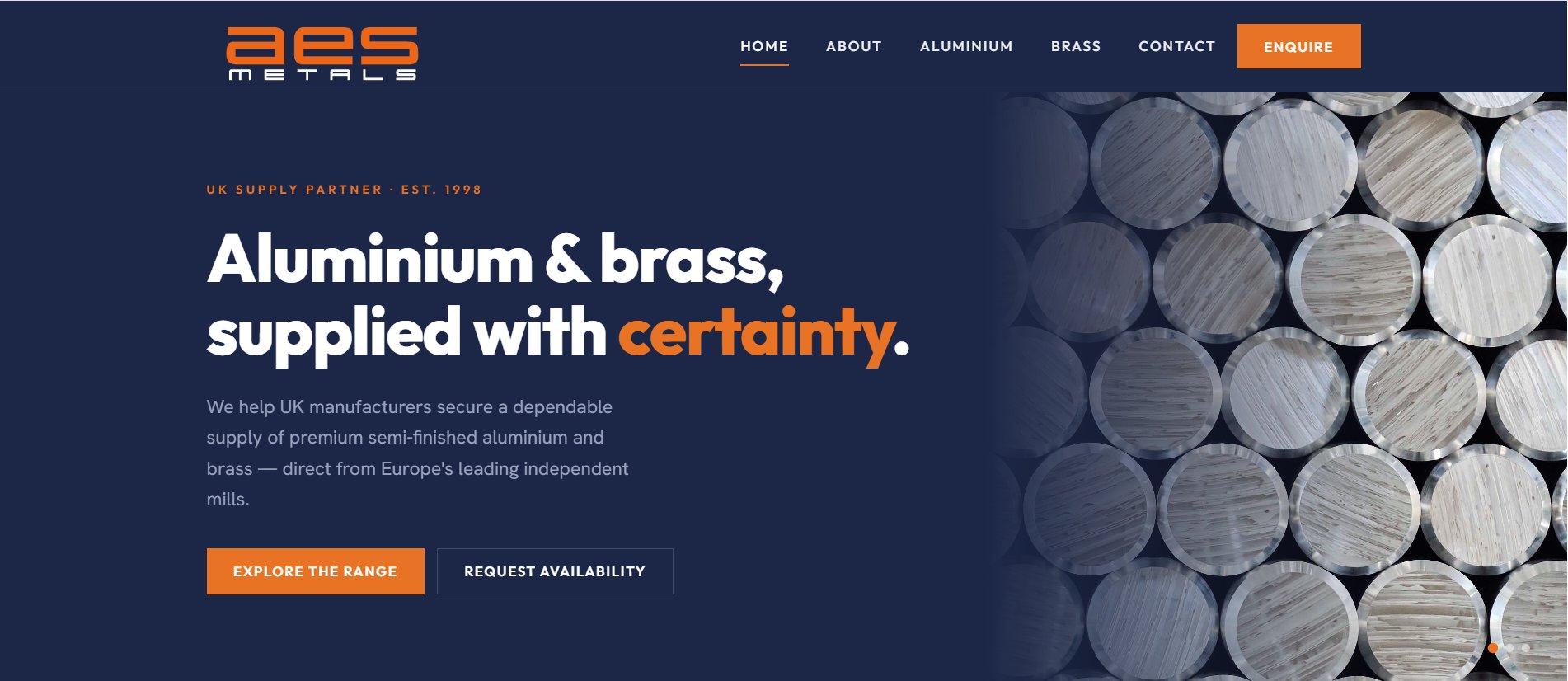 AES Metals website, built by Builtly