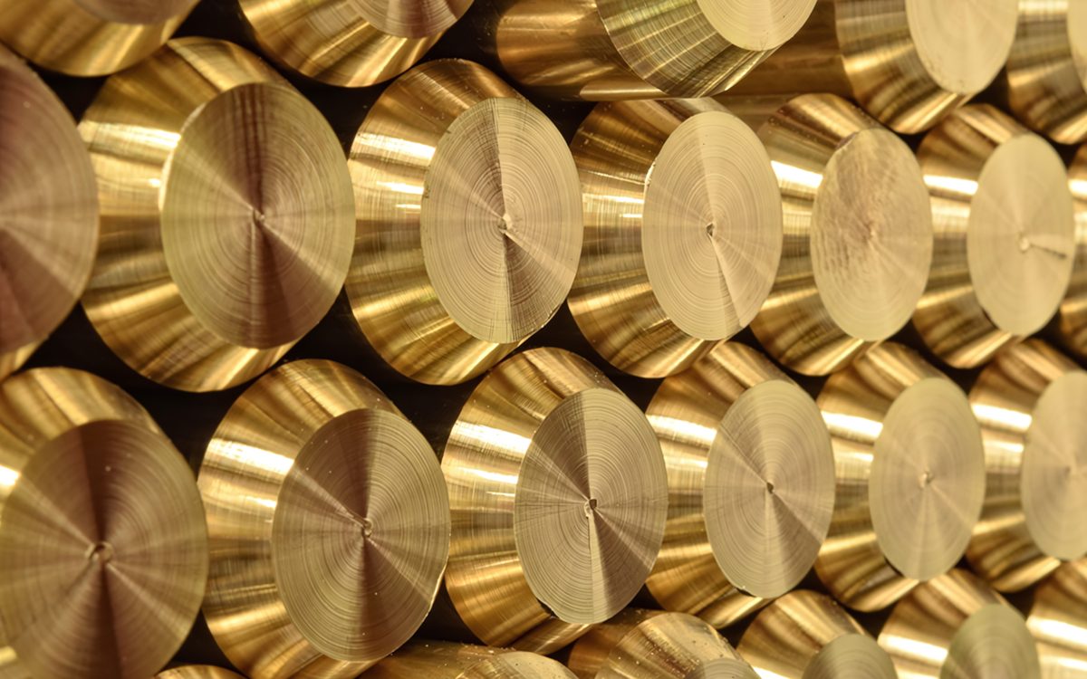 Cut cross-sections of brass round bar at Metallurgica San Marco